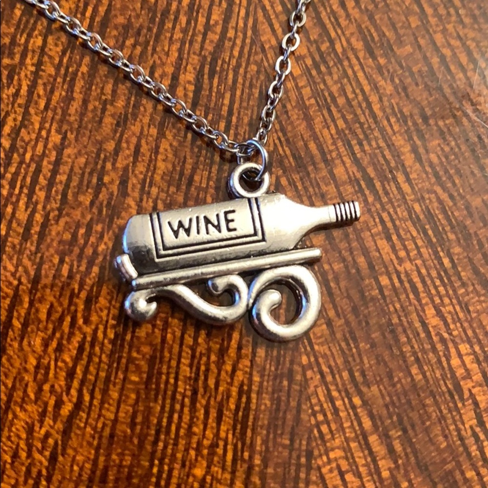 Wine Bottle on Display Rack Necklace